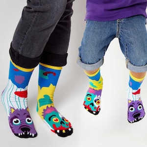 Zombie & Werewolf Monster Socks Matchy Mismatchy Goth Punk Dad and Me Mom and Me Gift Set (2 Pairs!)