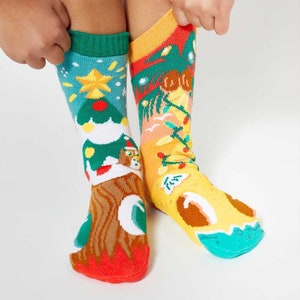 Piney & Coco Mismatched Non-Slip Christmas Socks for Kids