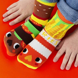 Burger & Fries | Mismatched Kids Socks | Fun Socks | Crazy Socks | Food Socks | Cute Socks | Snack Socks | Girls Socks | Boys Socks