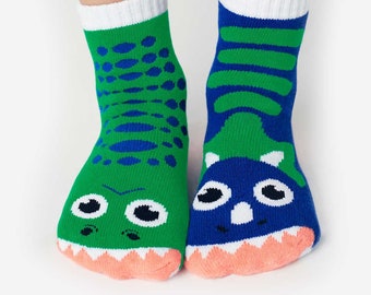T-Rex & Triceratops | Mismatched Kids Socks | Fun Socks | Crazy Socks | Cool Socks | Cute Socks | Dinosaur Socks | Girls Socks | Boys Socks