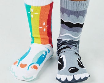 Rainbowface & Mr. Gray fun awesome colorful mismatched kids socks for boys and girls gift and pride