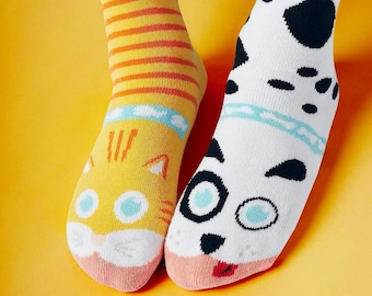 Cat & Dog | Mismatched Kids Socks | Fun Socks | Crazy Socks | Animal Socks | Cute Socks | Pets Socks | Girls Socks | Boys Socks