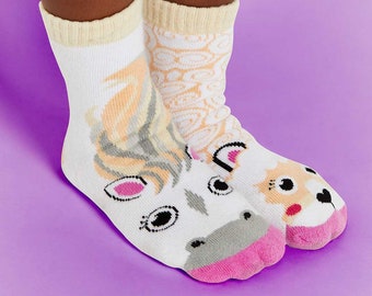 Horse & Alpaca | Mismatched Kids Socks | Fun Socks | Crazy Socks | Animal Socks | Cute Socks | Farm Socks | Girls Socks | Boys Socks