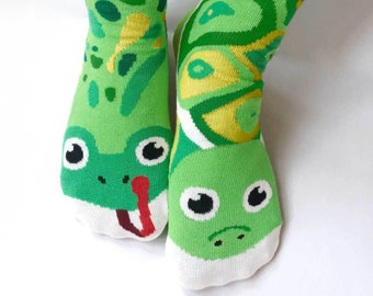 Frog & Turtle | Mismatched Mens Womens Adult Socks | Fun Socks | Crazy Socks | Animal Socks | Cute Socks