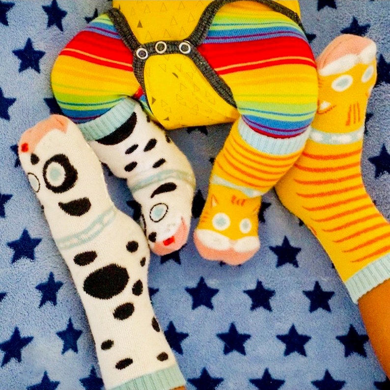 Cat & Dog Mismatched Kids Socks Fun Socks Crazy Socks Etsy