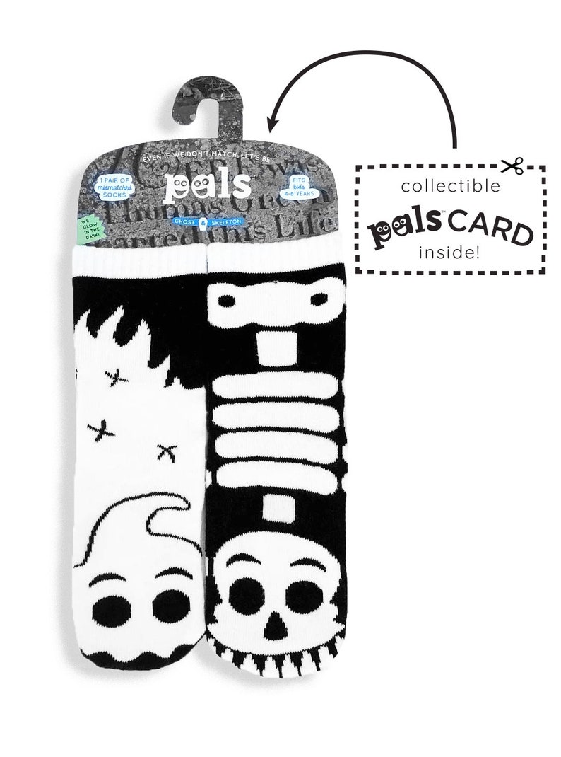 Fantôme et squelette Chaussettes dépareillées pour enfants Chaussettes amusantes Chaussettes folles Chaussettes cool Chaussettes mignonnes Chaussettes d'Halloween phosphorescentes image 4