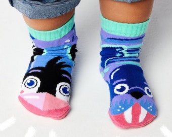 PENGUIN AND WALRUS ~ Cute Fun Mismatched Kids boys girls toddlers mismatched zoo arctic animal Socks