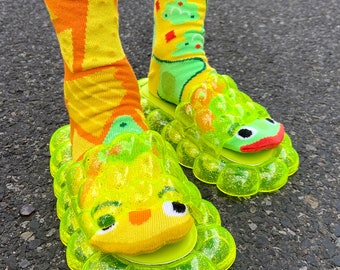 Neon Lime Bubble Slides for Kids