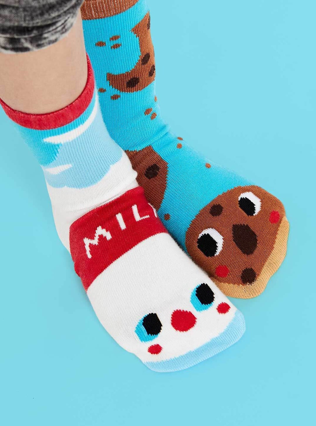 Milk & Cookies Mismatched Kids Socks Fun Socks Crazy Socks Food Socks