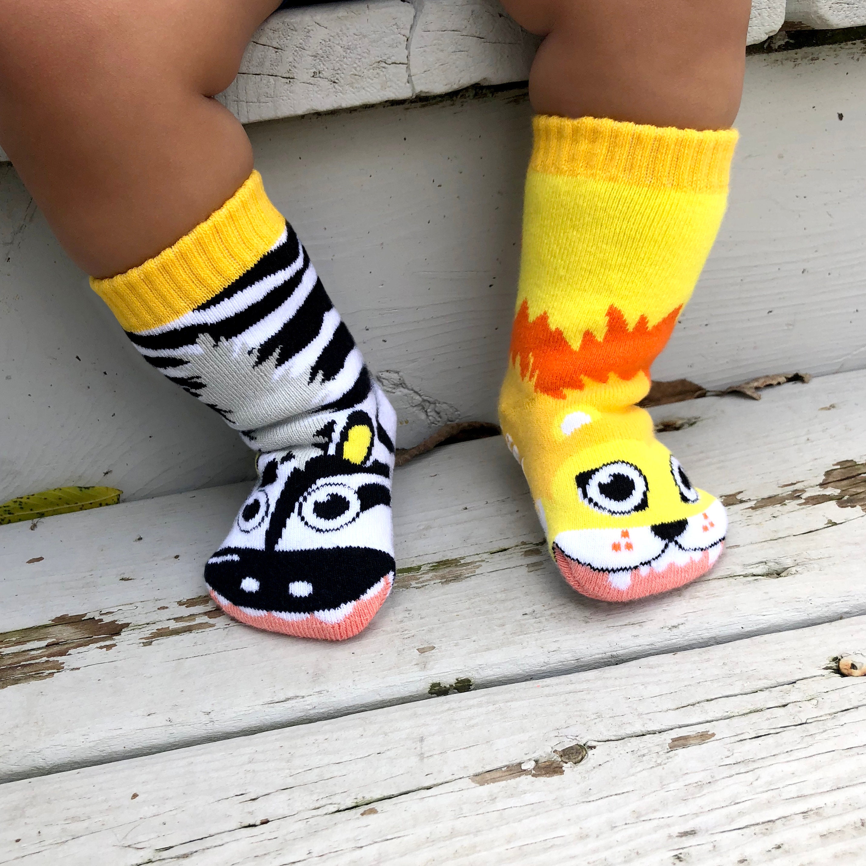 Lion & Zebra | Mismatched Kids Socks | Fun Socks | Crazy Socks | Cute Socks  | Zoo Socks | Girls Socks | Boys Socks | Animal Socks