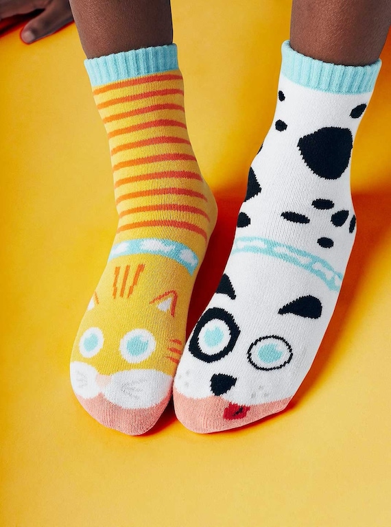 Cat Dog Mismatched Kids Socks Fun Socks Crazy Socks Animal Socks