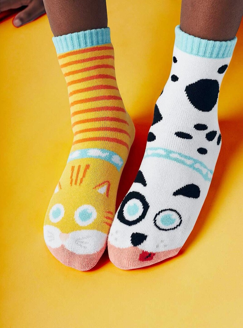 Cat & Dog Mismatched Kids Socks Fun Socks Crazy Socks Etsy