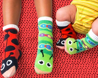 Ladybug & Caterpillar | Mismatched Kids Socks | Fun Socks | Crazy Socks | Cool Socks | Cute Socks | Animal Socks