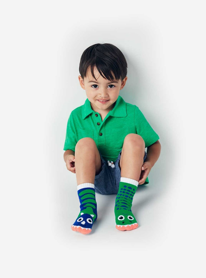 T-Rex & Triceratops Adult and Kid Sock set of cool fun colorful cute dinosaur Matchy Mismatchy image 5