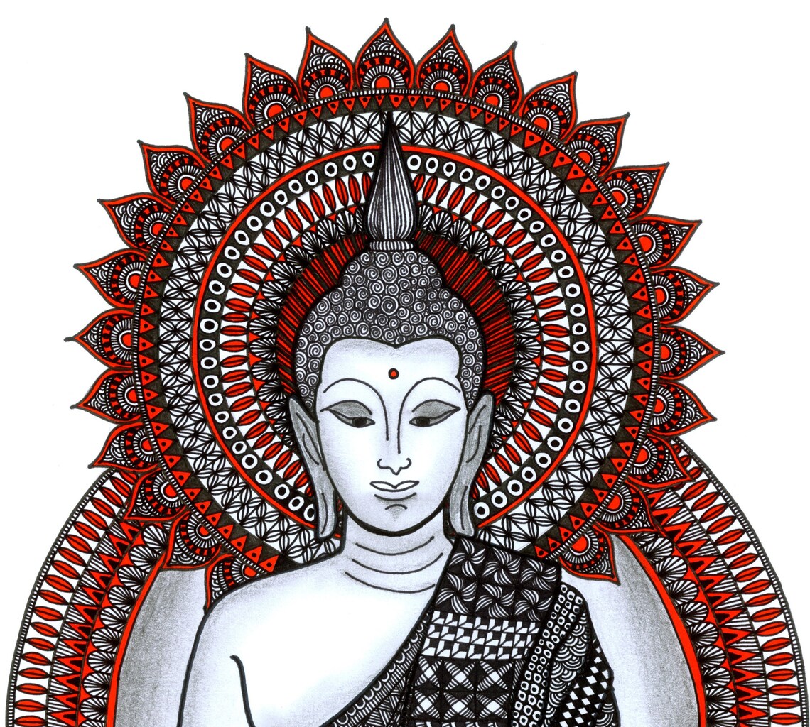Buddha Zentangle Art Print Etsy France