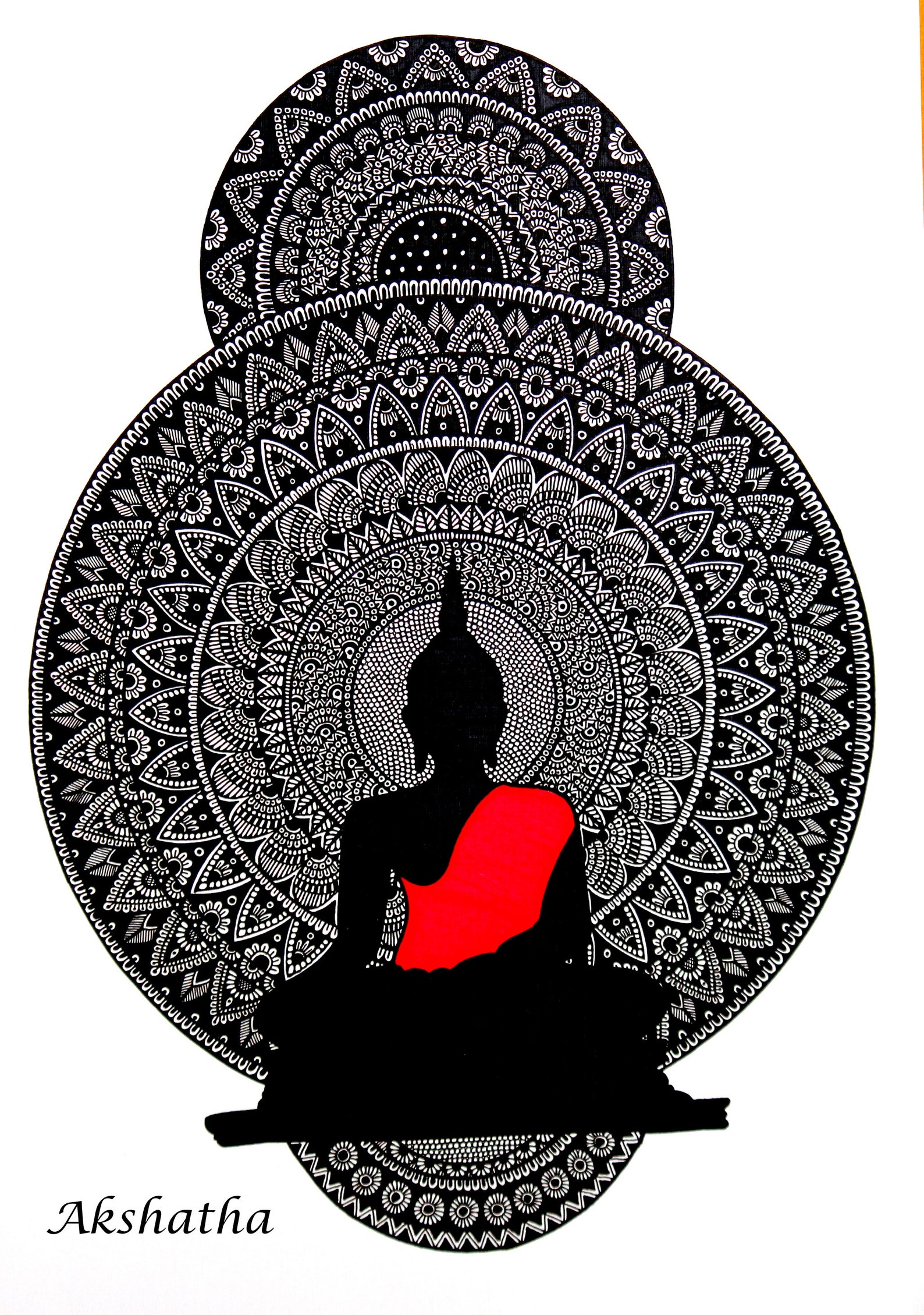 Buddha Mandala Zentangle Art Print Etsy