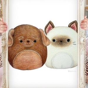 Squishmallows Custom Pet Portrait | Personalized Pet Sketch Drawing | Turn Your Pet into a Squishmallow | Custom Pet Artwork from Photo