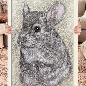 Custom Chinchilla Portrait in Colored Pencil | Hand Drawn Chinchilla Pet Artwork | Personalized Pet Art from Photo | Gift for Pet Owners