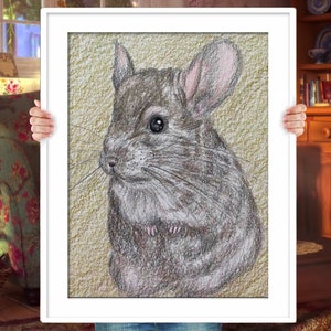 Custom Chinchilla Portrait in Colored Pencil image 1