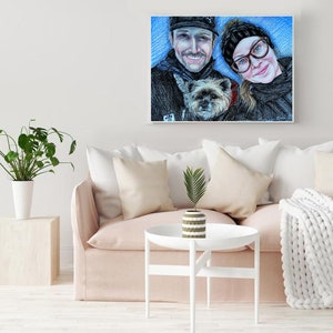 Custom Family and Pet Portrait in Colored Pencil Drawing image 4