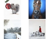 Greeting cards, 4 designs, blank for your own message or Christmas Cards - from original paintings by Ami Wallace.