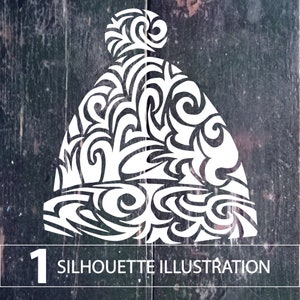 Winter Wolle Hut SILHOUETTE ILLUSTRATION, Zeichnung in Svg pdf ai Jpg Png Dxf, geschnitten E-Mails für Silhouette Cricut saisonale ClipArt digitale Vektor