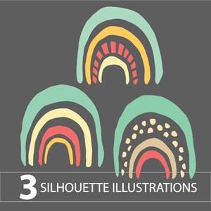 RAINBOWS SILHOUETTE ILLUSTRATIONS, drawing in svg pdf ai jpg png dxf, Cut Files For Silhouette Cricut clip art digital vector
