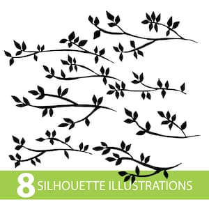 lente TAK boom met bladeren SILHOUET ILLUSTRATIES, tekening in svg pdf ai jpg png dxf, Cut Files For Silhouette Cricut clip art vector