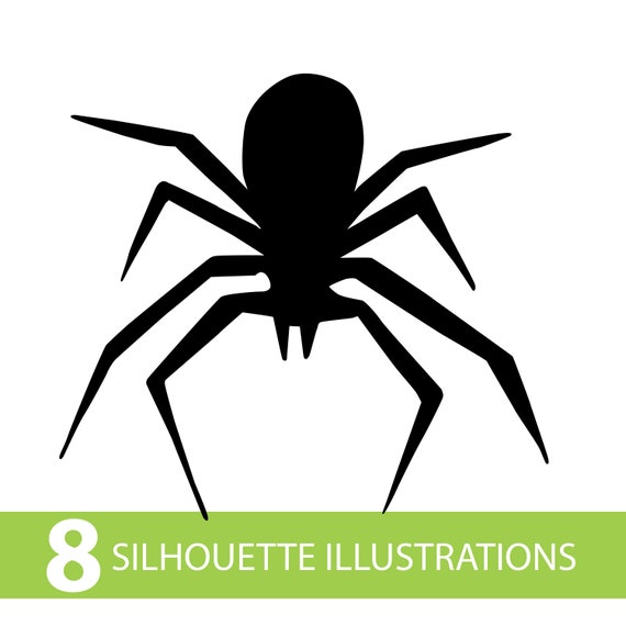 SPIDER SILHOUETTE ILLUSTRATIONS, Drawing in Svg Pdf Ai Jpg Png Dxf