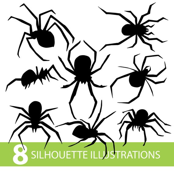 洋書 SPYDERS & SILHOUETTES SPIDER SILHOUETTE ILLUSTRATIONS, Drawing in Svg Pdf Ai Jpg Png Dxf
