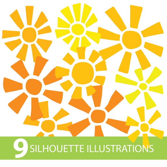 Download Free Sun Silhouette Illustrations Sunsine Drawing In Svg Pdf Ai Etsy SVG Cut Files