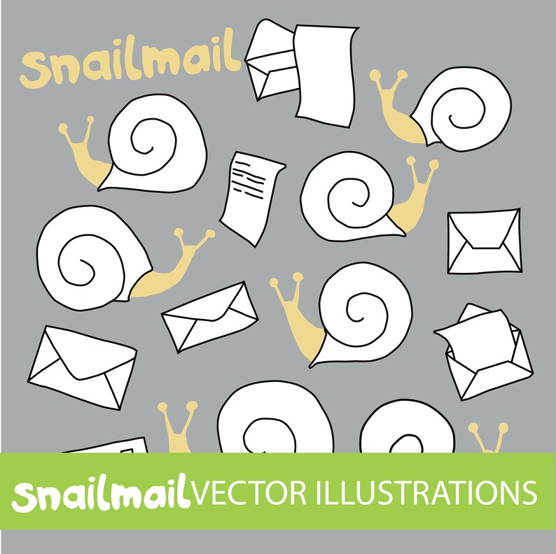SNAIL MAIL Clip Art ILLUSTRATION Instant Download in Svg Pdf Etsy