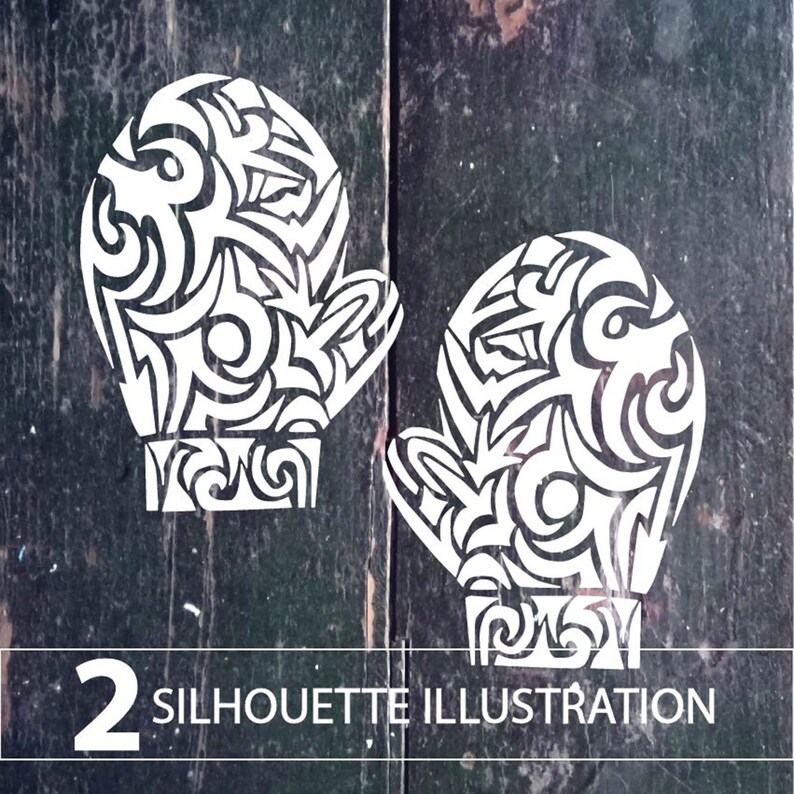 Download Winter Gloves SILHOUETTE ILLUSTRATION Mittens drawing in ...