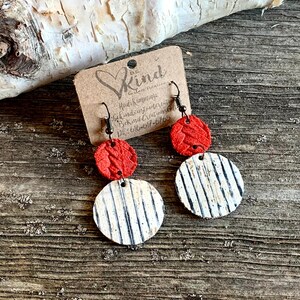 Strawberry Braided Fishtail Small Circle with Dark Blue & White Striped Hanging Large Circle