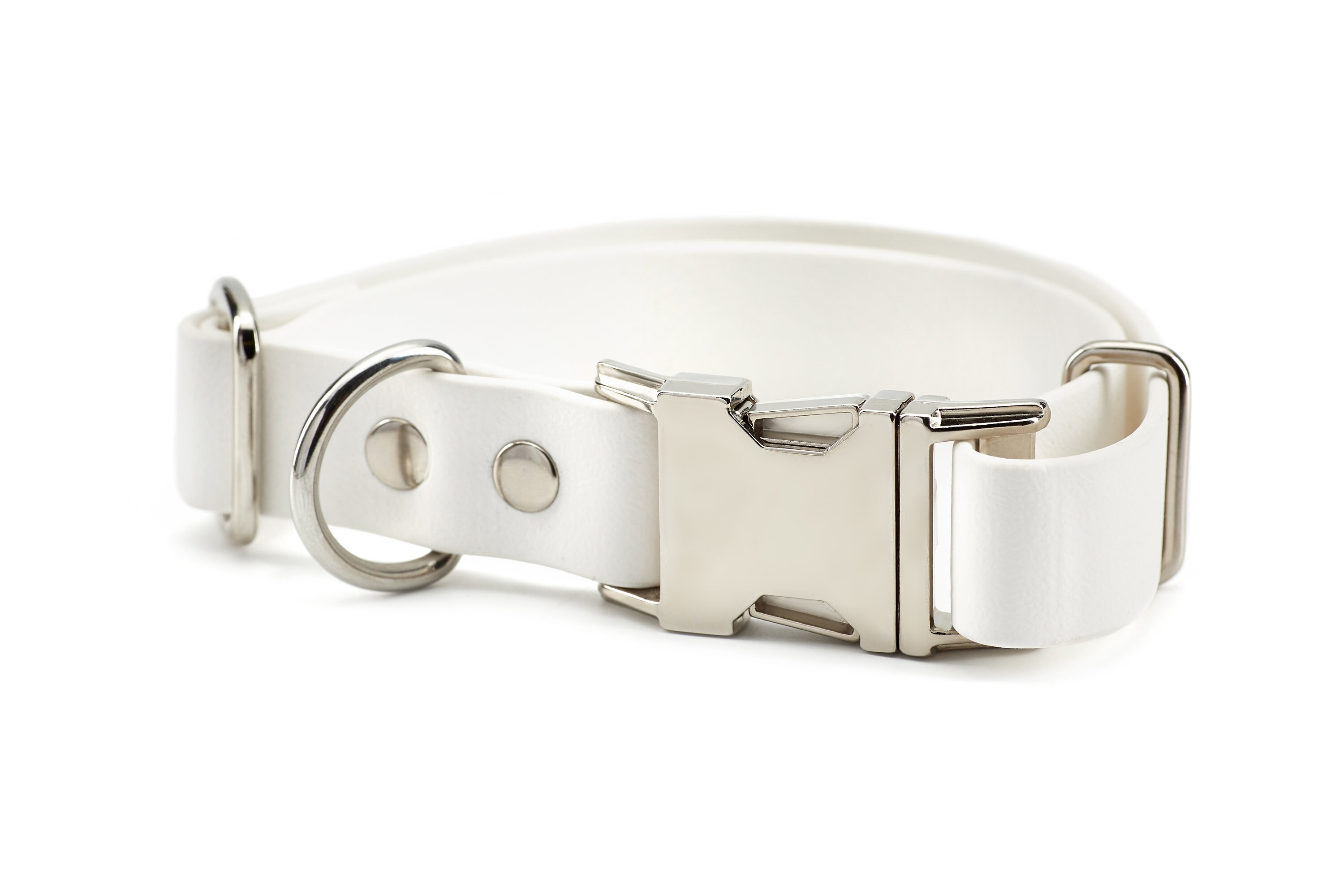 1 inch Engraved Biothane buckle Dog Collar White Personalized Etsy