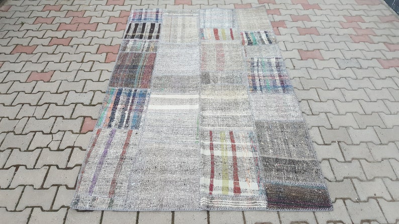Colorful rug, rainbow rug, patchwork rug, striped rug, vintage turkey carpet,oriental rug, baho nomad rug, outdoor carpet, 5.1 x 8.2 shops feet