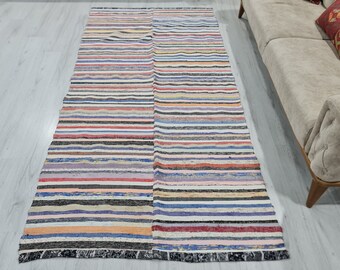 ヴィンテージ ストライプ キリム ラグ - 4.5 x 9.4 - Etsy 日本
