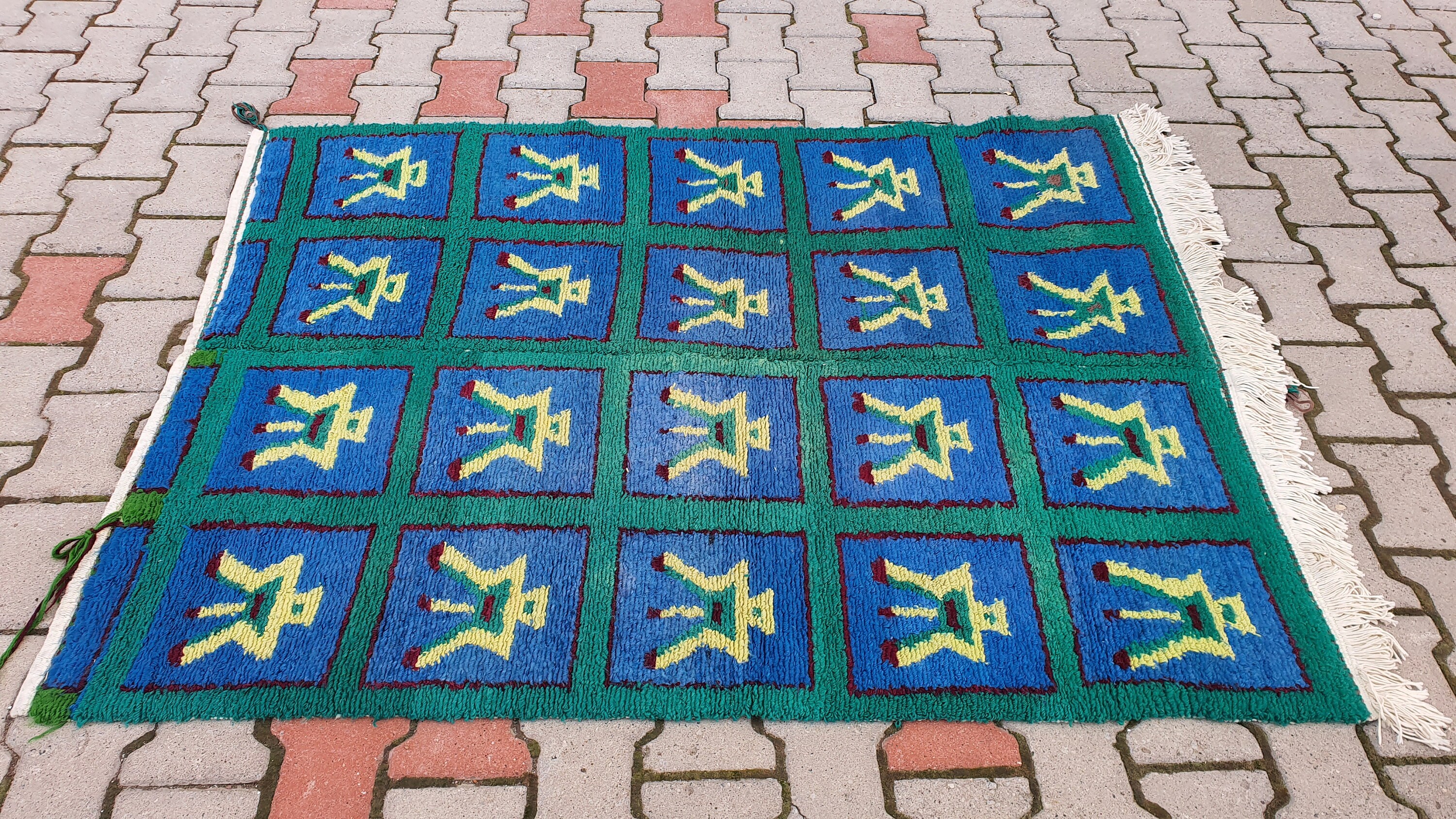 Area Rug Oushak Rug Turkish Rug Vintage Rug White blue Etsy