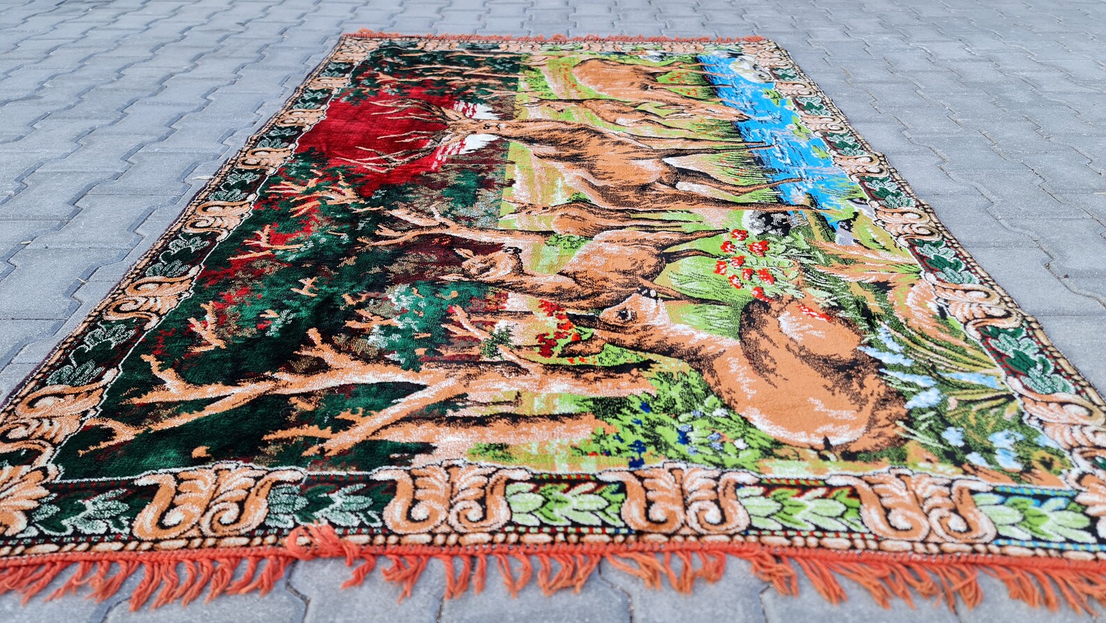 Deer Design Rug Ethnic Rug Area Rug Wall Rug Eclectic Rug - Etsy