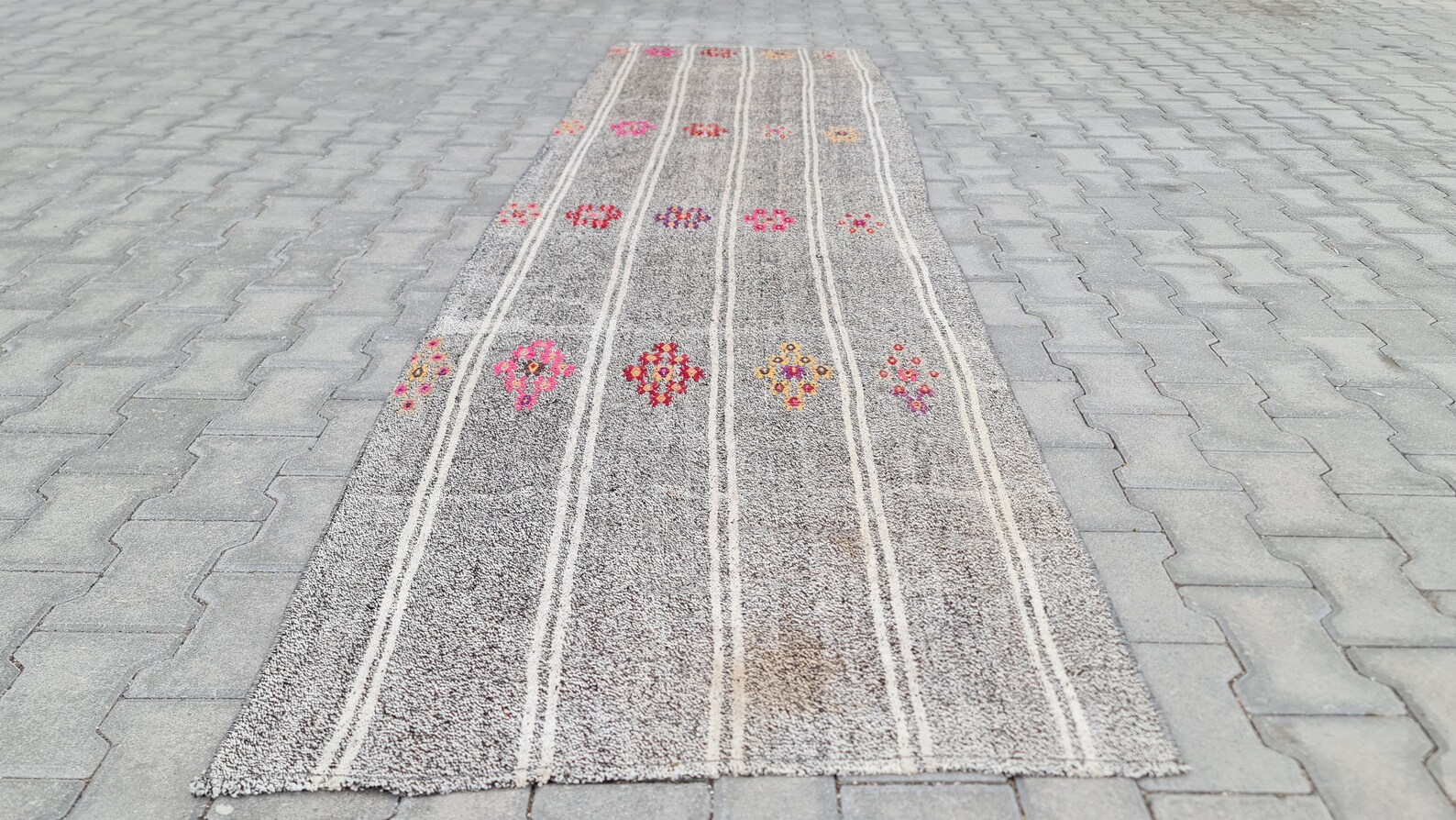 Turkish Rug Kitchen Rug Vintage Gray Ug Handwovenug Runner Etsy