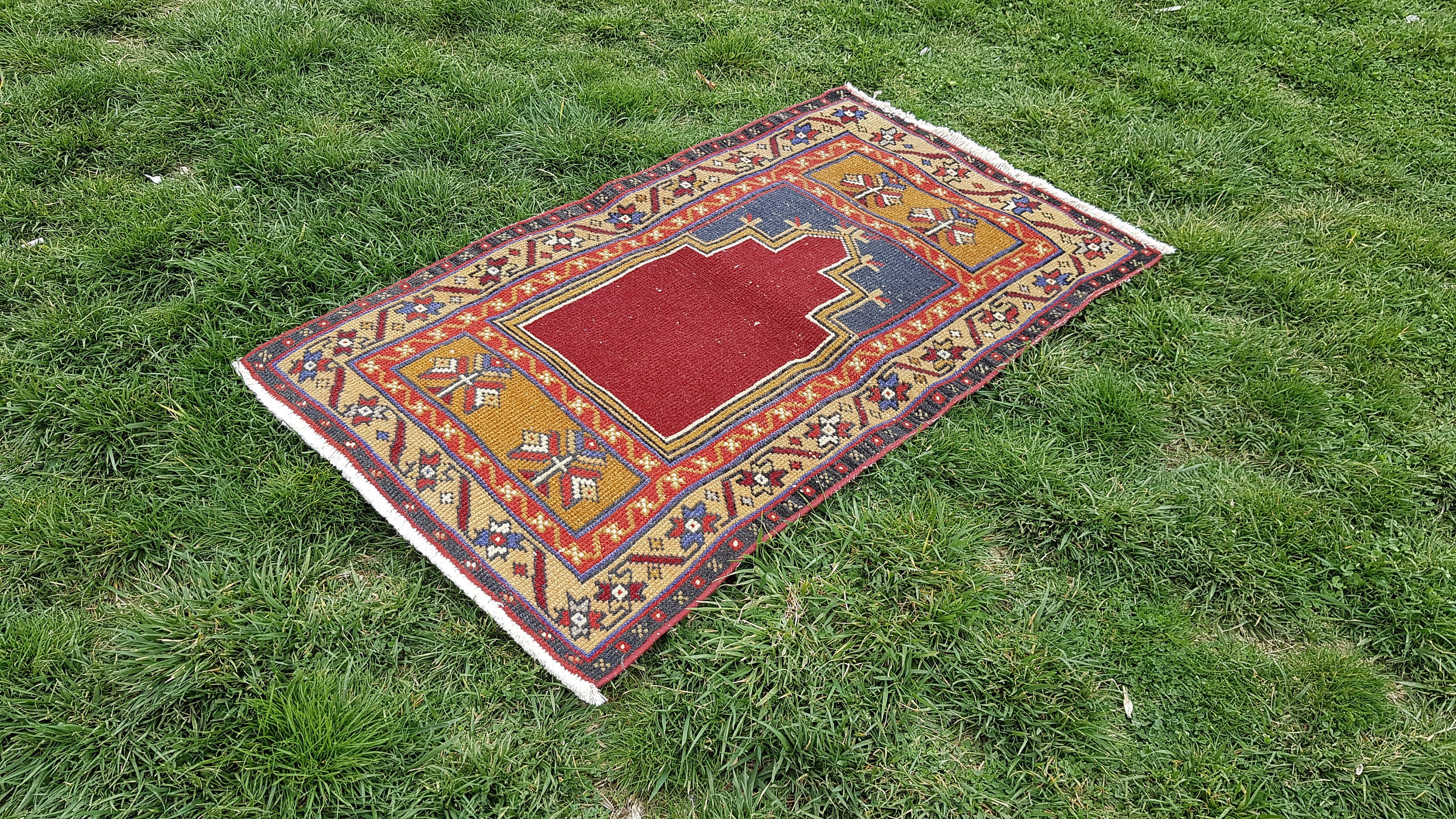 Small Prayer Rug Vintage Oushak Small Rug Turkish Rug Etsy