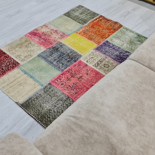 Small kilim Rug, Patchwork kilim rug, nomad Rug, Eclectic Rug, Design Rug, decor rug, turkish Rug, shops Anatolian Rug, 3'2'' feet x 4'9'' feet