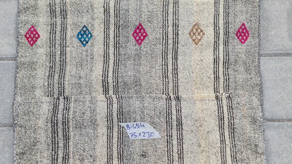 2x7 ヴィンテージ ランナー、トルコ製 2x7 ラグ、ウシャク ランナー