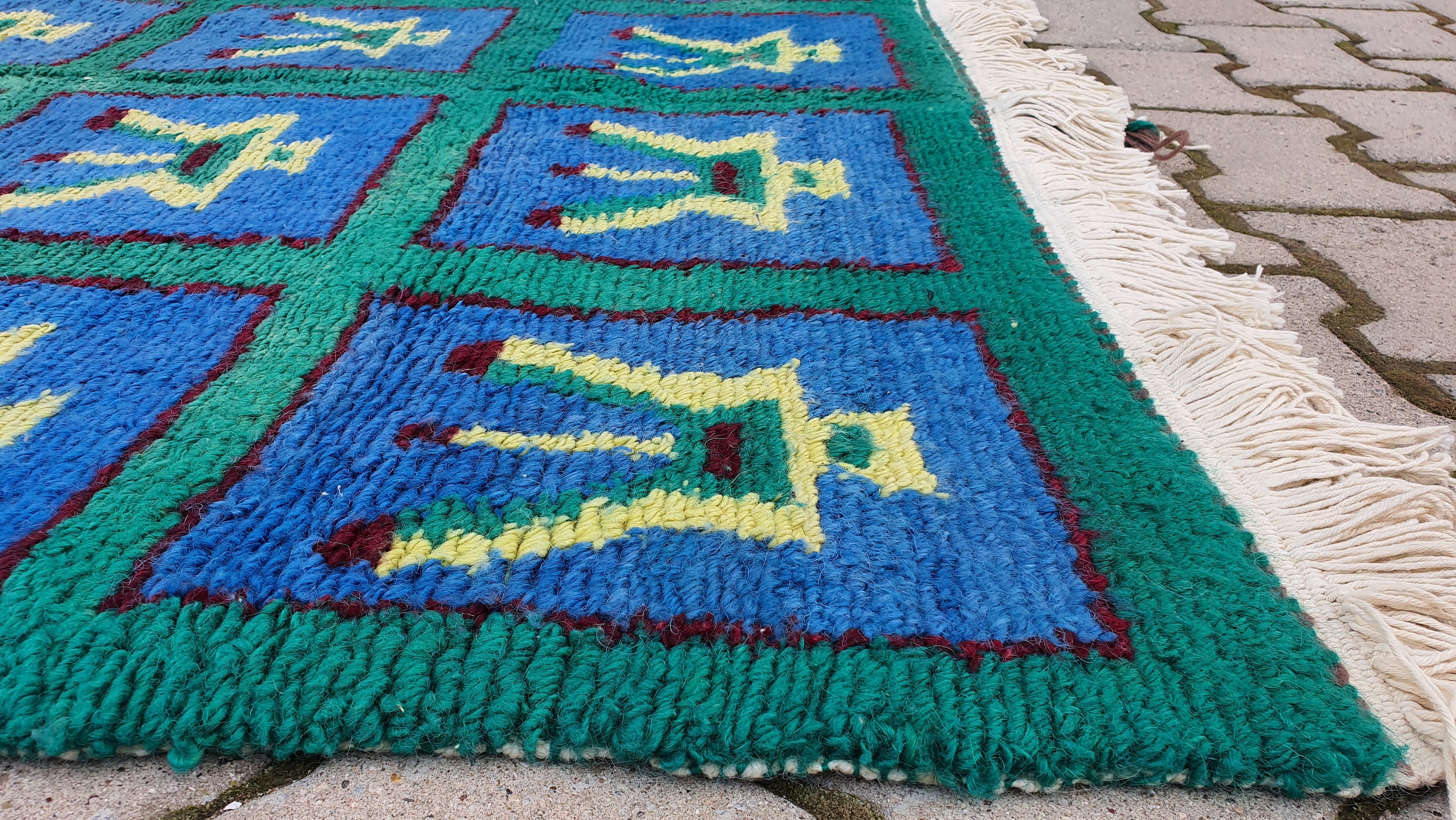 Area Rug Oushak Rug Turkish Rug Vintage Rug White blue Etsy