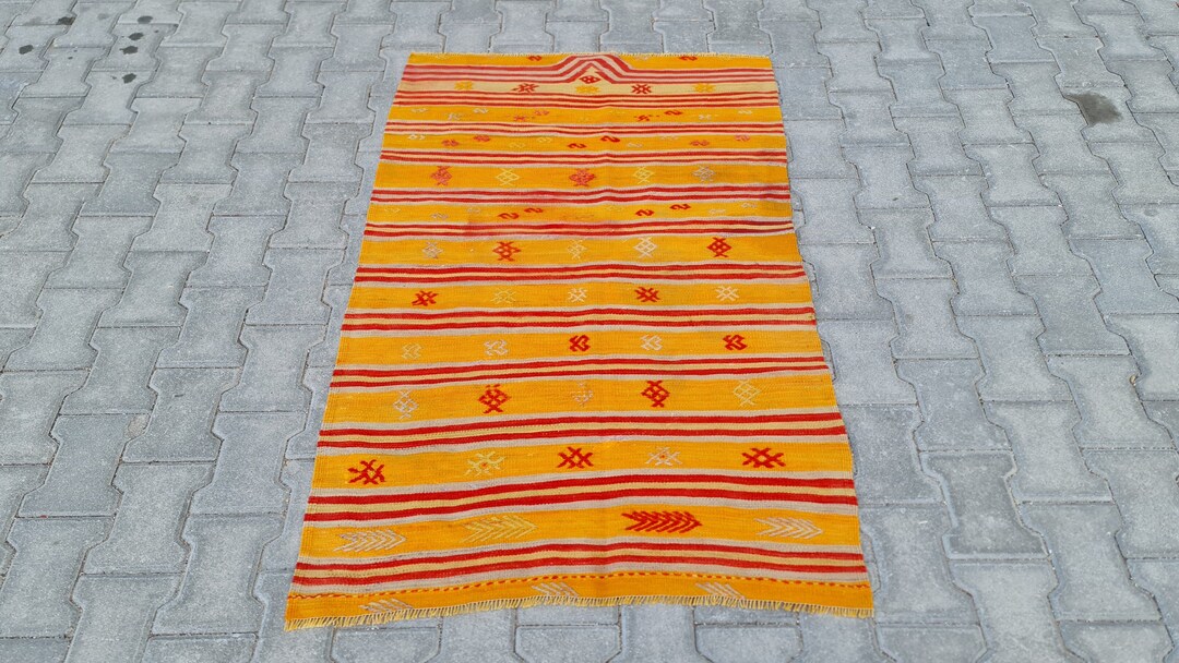 Ethnic Rug Small Yellow Rug Authentic Rug Farmhouse Rug Etsy UK