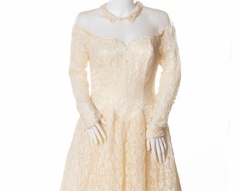 Vintage Custom Made Wedding Gown with Long Sleeves