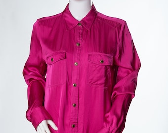 Vestido camisero rosa magenta de Ralph Lauren vintage