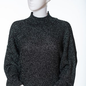 Vintage Metallic Mock Turtleneck Sweater by Chaus