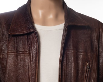 Vintage Structure Leather Bomber Jacket