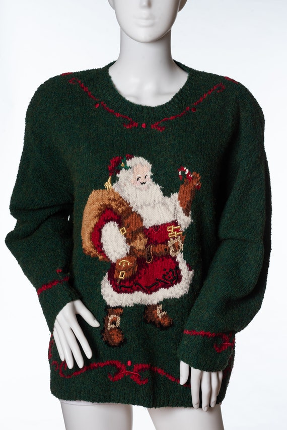 Vintage Talbots Santa Christmas Sweater Ugly Chris